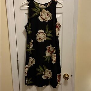 Anna Black Dress with Floral Design